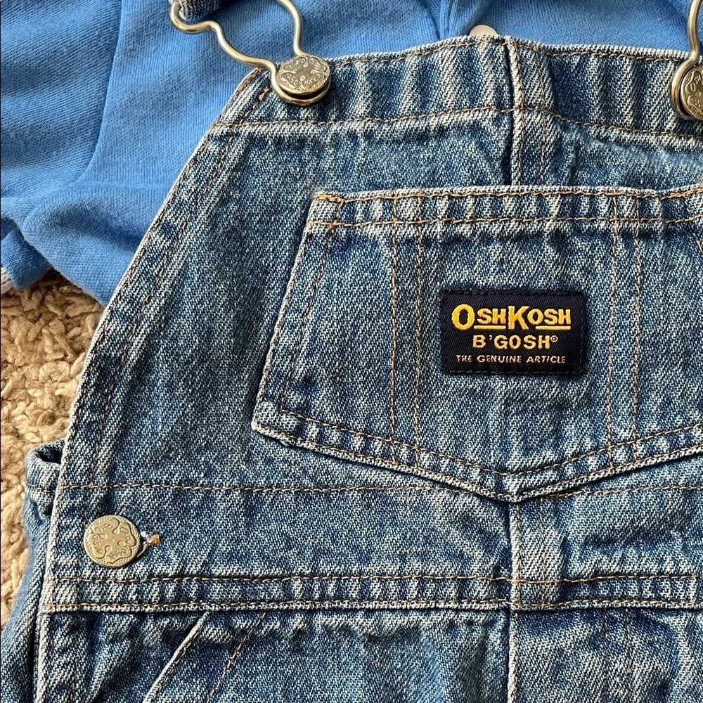 Vintage OshKosh B'gosh Short Sleeve Polo & Denim Shortalls - Size 6-9 Months